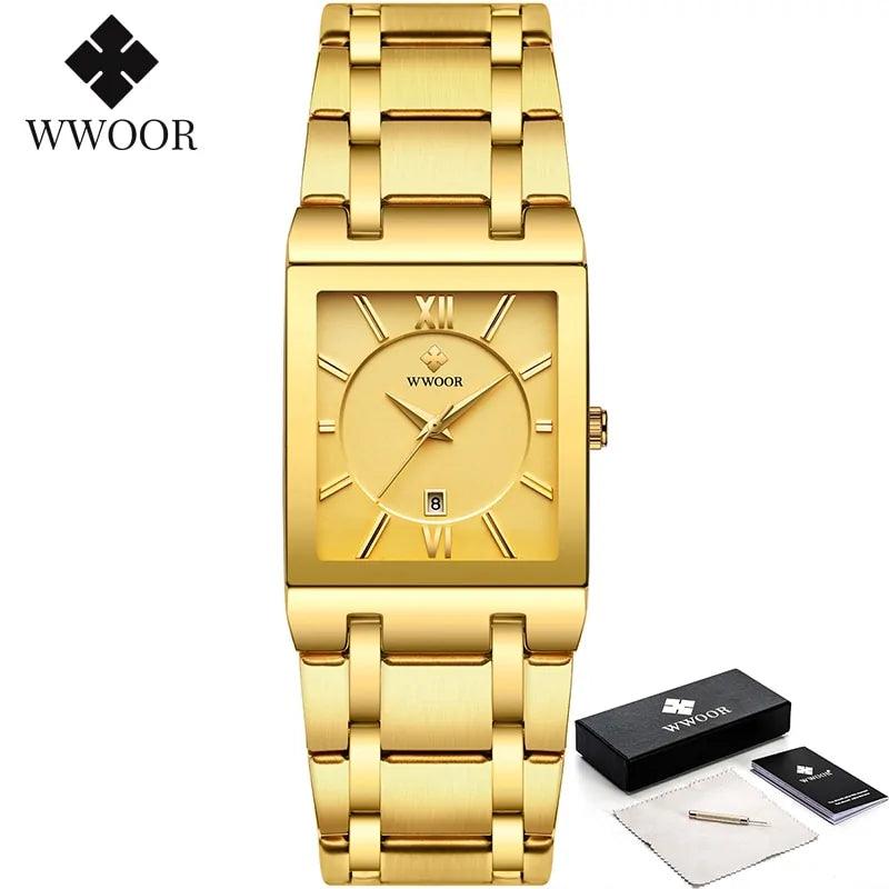 WWOOR Gold Square Men's Quartz Watch - Viva Vista Store