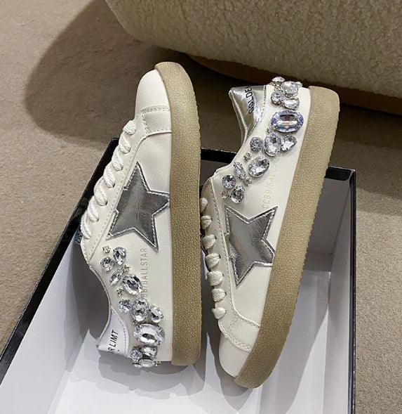 Star Old White Shoes with Diamonds - Viva Vista Store