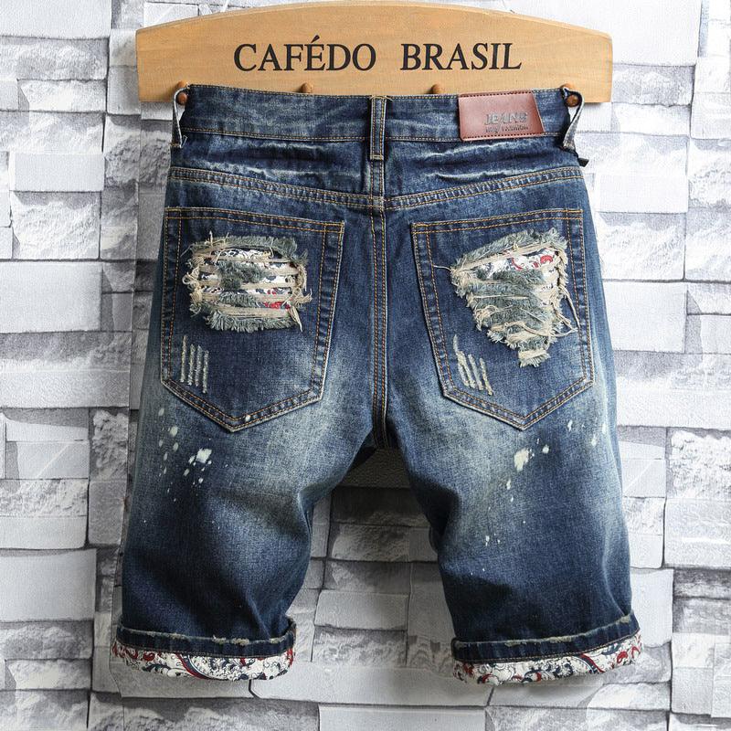 Foreign trade big broken cave, jeans men, old retro short pants, single export men's shorts manufacturers - Viva Vista Store