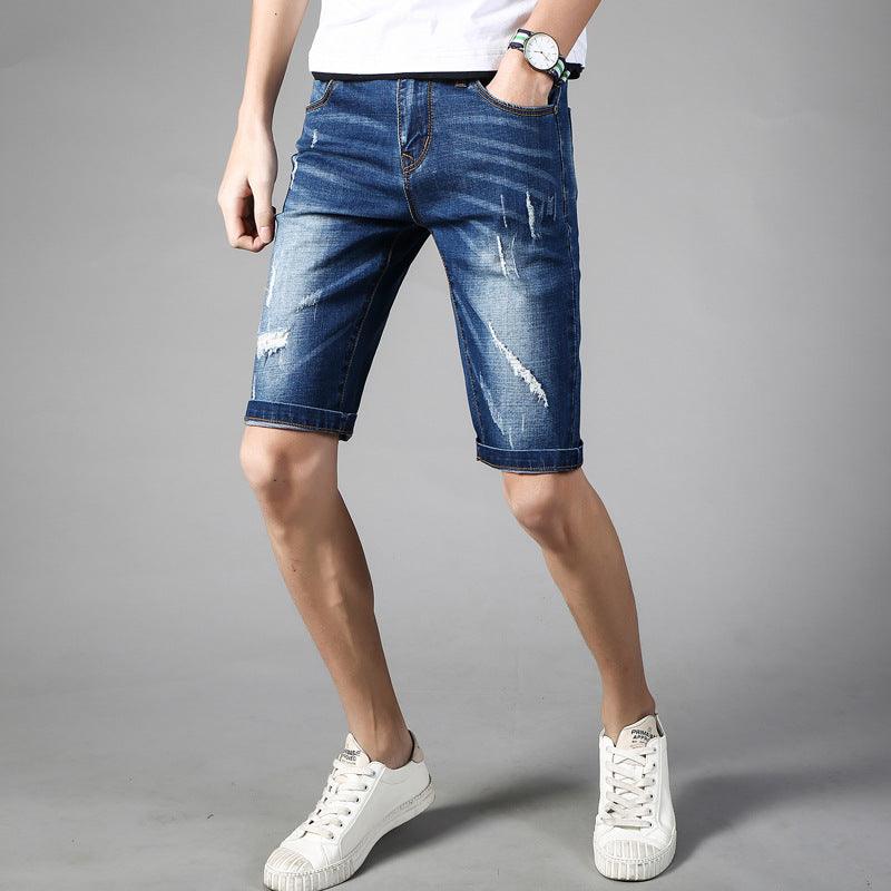 Summer new Hong Kong wind broken jeans men's five pants pants sports casual trend student short pants - Viva Vista Store