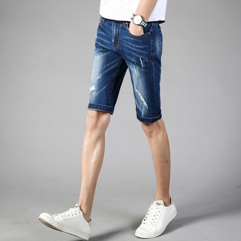 Summer new Hong Kong wind broken jeans men's five pants pants sports casual trend student short pants - Viva Vista Store