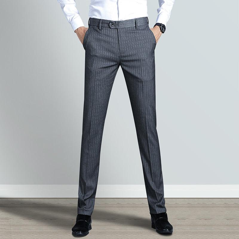 Western pants men's slim suit trousers business casual straight decorative men go to work four seasons Korean version of thin section suits - Viva Vista Store