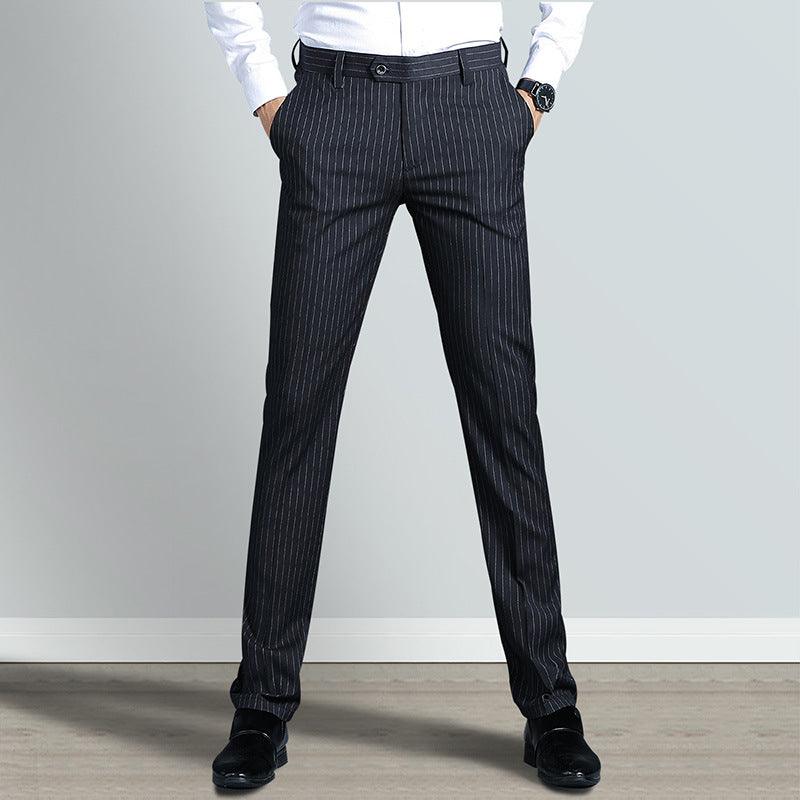 Western pants men's slim suit trousers business casual straight decorative men go to work four seasons Korean version of thin section suits - Viva Vista Store