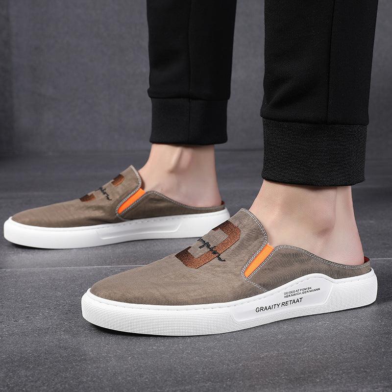 Summer breathable shoes men's Korean version of the comfortable trend shoes, one foot, slippers, La Fu shoes, no semi-support men's shoes - Viva Vista Store