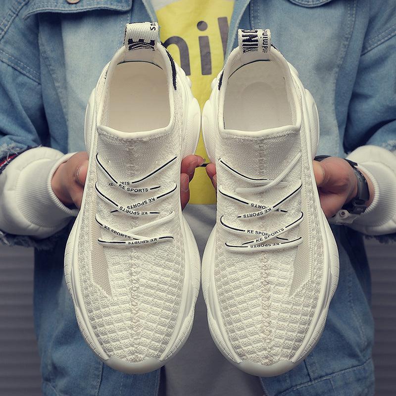 Men's shoes flying weave breathable white shoes coconut trend sports shoes 2021 spring new casual shoes wild old shoes - Viva Vista Store