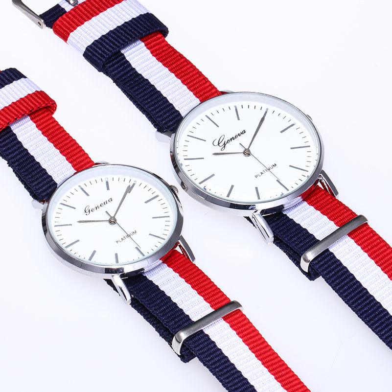 Factory direct leisure ultra-thin ladies nylon table with watches couple male student weaving Geneva canvas watch - Viva Vista Store