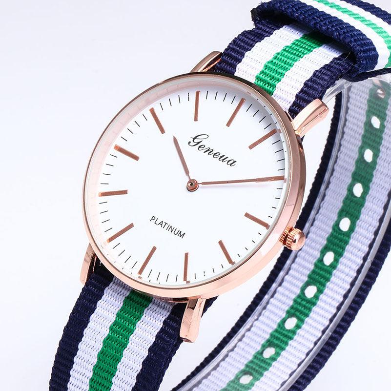 Factory direct leisure ultra-thin ladies nylon table with watches couple male student weaving Geneva canvas watch - Viva Vista Store