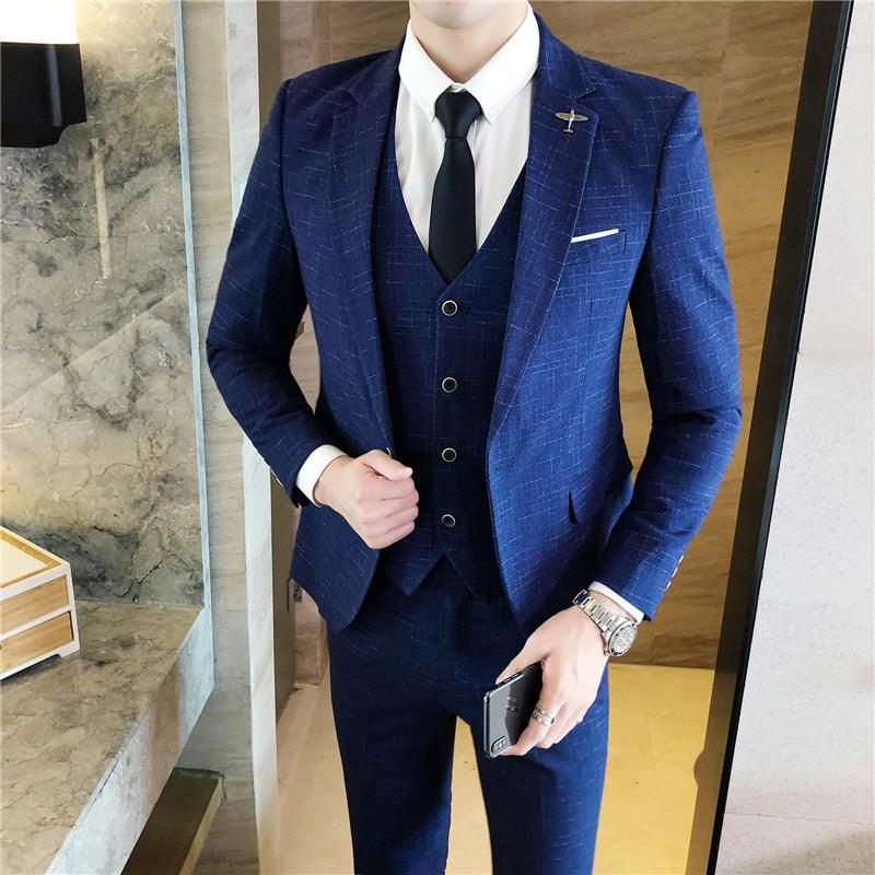 New men's suit professional suit Korean version of the slim dress business suits groom dress three-piece suit - Viva Vista Store