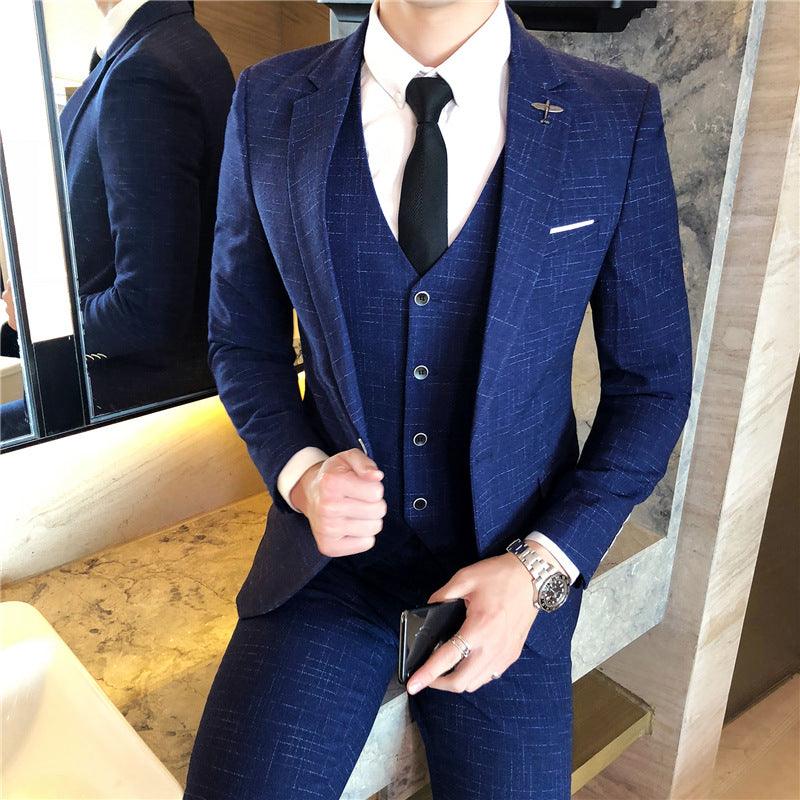 New men's suit professional suit Korean version of the slim dress business suits groom dress three-piece suit - Viva Vista Store