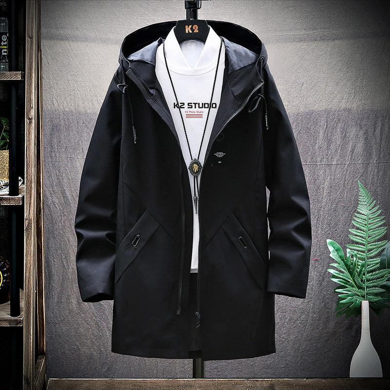 Autumn men's long windbreaker trend fashion men's loose hooded coat men's casual cardigan - Viva Vista Store