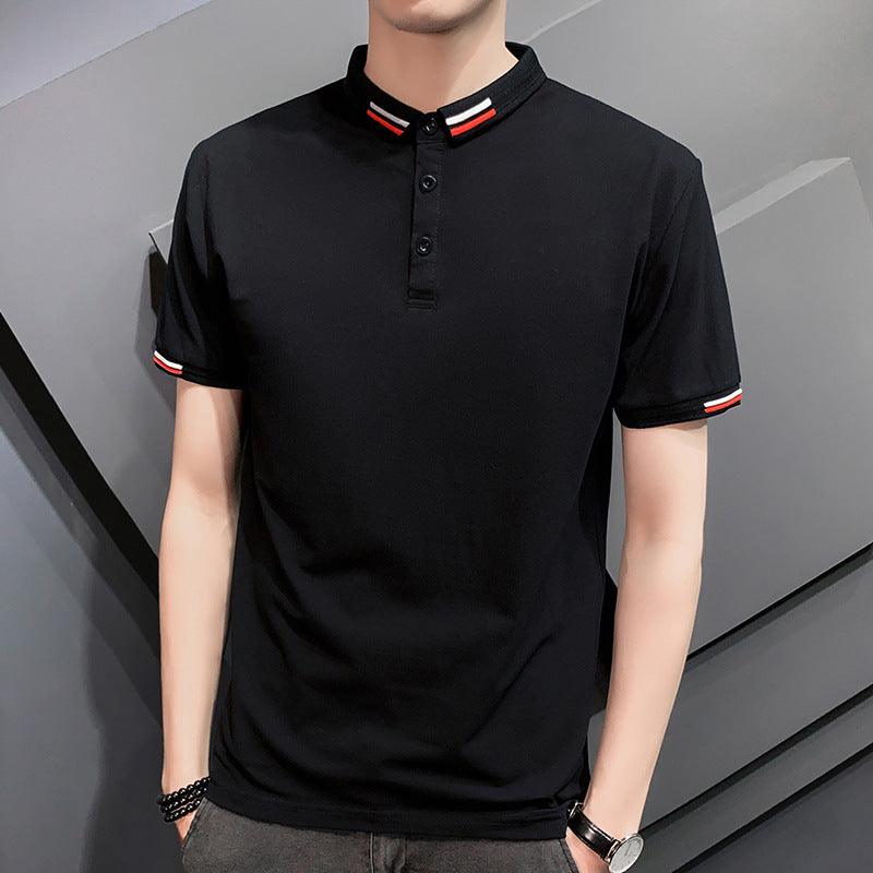 New polo shirt men's short-sleeved casual men's solid color lapel advertising shirt youth sleeve clothes - Viva Vista Store