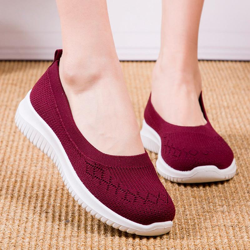 Beijing cloth shoes women's foreign trade flat-bottomed flying woven shoes women's spring and autumn one-foot shoes for middle-aged and elderly mothers - Viva Vista Store