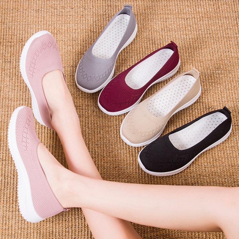 Beijing cloth shoes women's foreign trade flat-bottomed flying woven shoes women's spring and autumn one-foot shoes for middle-aged and elderly mothers - Viva Vista Store