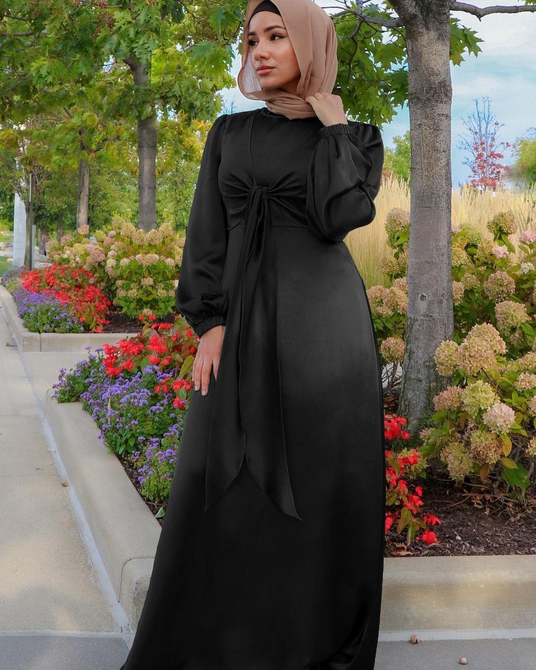 Muslim Women Hijab Satin Dress Islam Dresses - Viva Vista Store