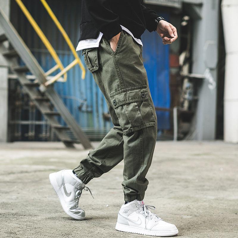 Summer cargo tooling pants men's tidal brand loose stroll trousers casual trousers Korean version of the trend nine pants men - Viva Vista Store