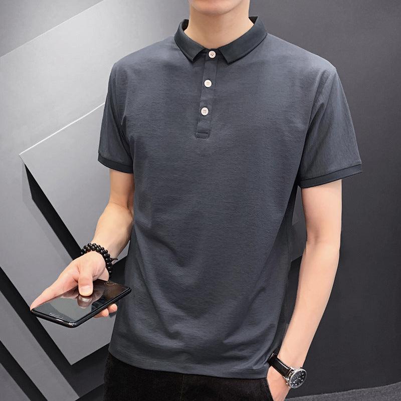 Men's short-sleeved t-shirt male 2021 summer new lapel polo shirt custom clothes men's solid color casual men's T-shirt - Viva Vista Store