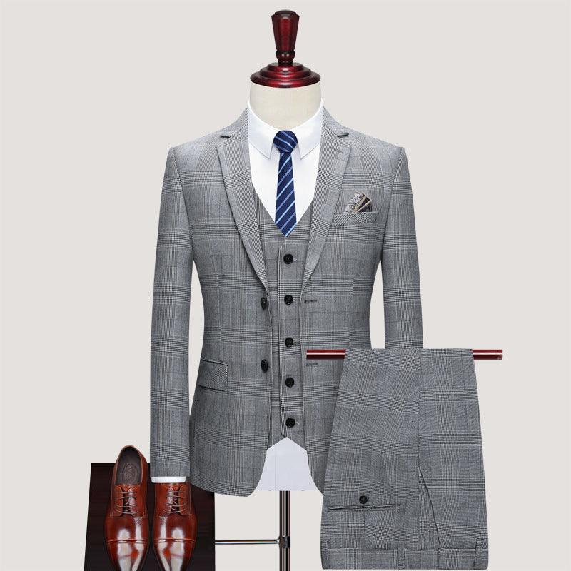 Thousands of birds in the English custom suit three sets of grooms married dress business casual suit gift banquet gentleman - Viva Vista Store