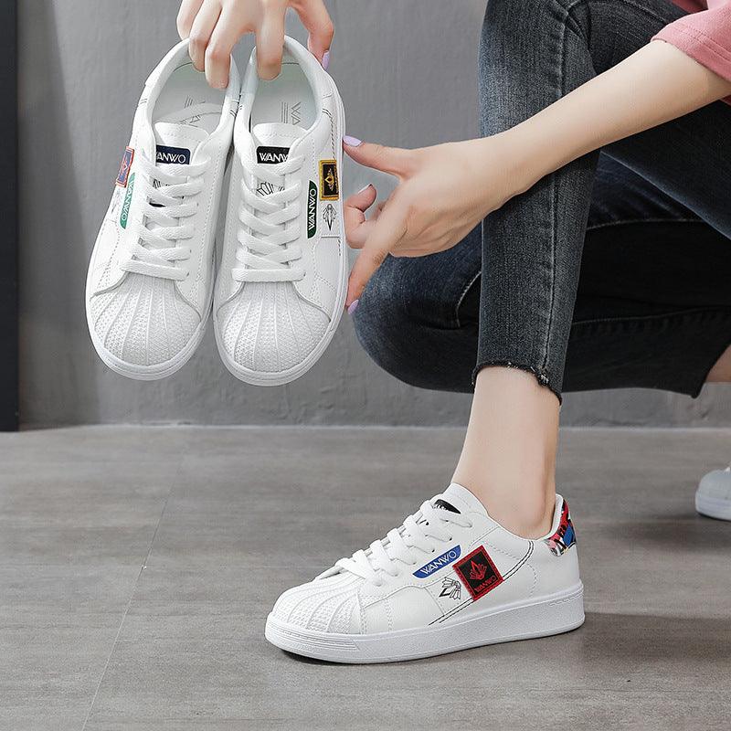 Spring and Autumn New Male and Women's Frontier White Shoes 2021 Korean Shell Friends Spa Shoes Pop Tide Shoes - Viva Vista Store