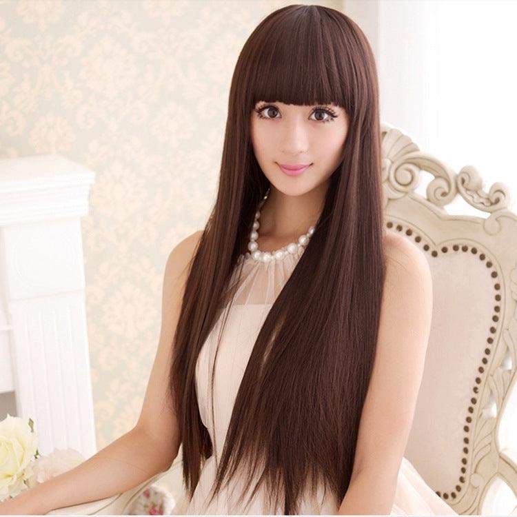 Wanli fake female long straight hair Qi Liu Hai real vacuum high temperature silk dress fake high-end wig manufacturers wholesale - Viva Vista Store