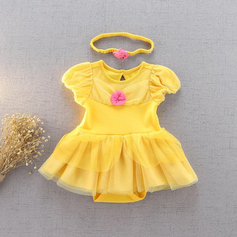 Foreign trade baby and children's clothing new baby short-sleeved crawling clothing Belle Snow White dress romper dress up a generation - Viva Vista Store