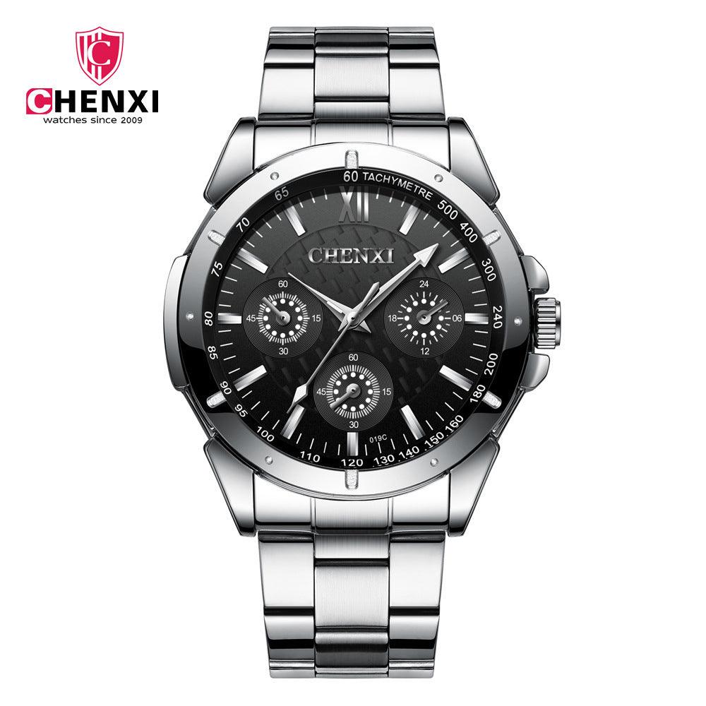 Chenxi brand couple watch men and women decorative three eye waterproof quartz face ladies watch steel strip watches - Viva Vista Store