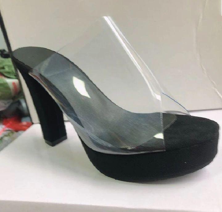 Black Clear Thick Heels - Viva Vista Store