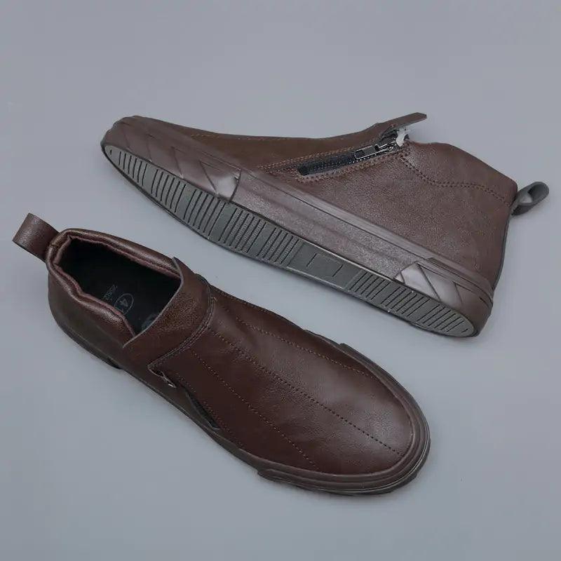 Men Vulcanized Leather Loafer Shoes - Viva Vista Store