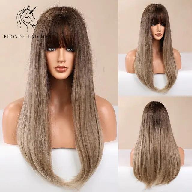 Synthetic Long Brown Wig - Viva Vista Store