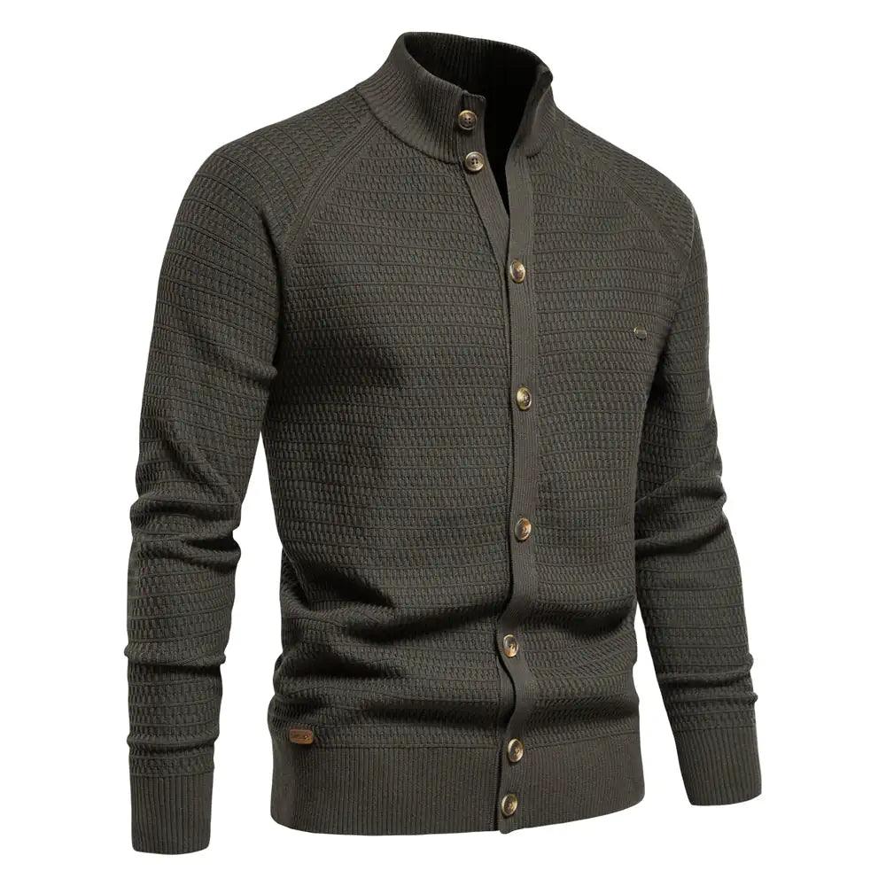 Button Mock Neck Men's Cardigan - Viva Vista Store