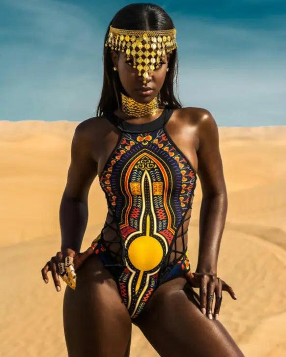 2018 new African digital printing one-piece swimsuit strappy bikini sexy swimsuit 8901 - Viva Vista Store