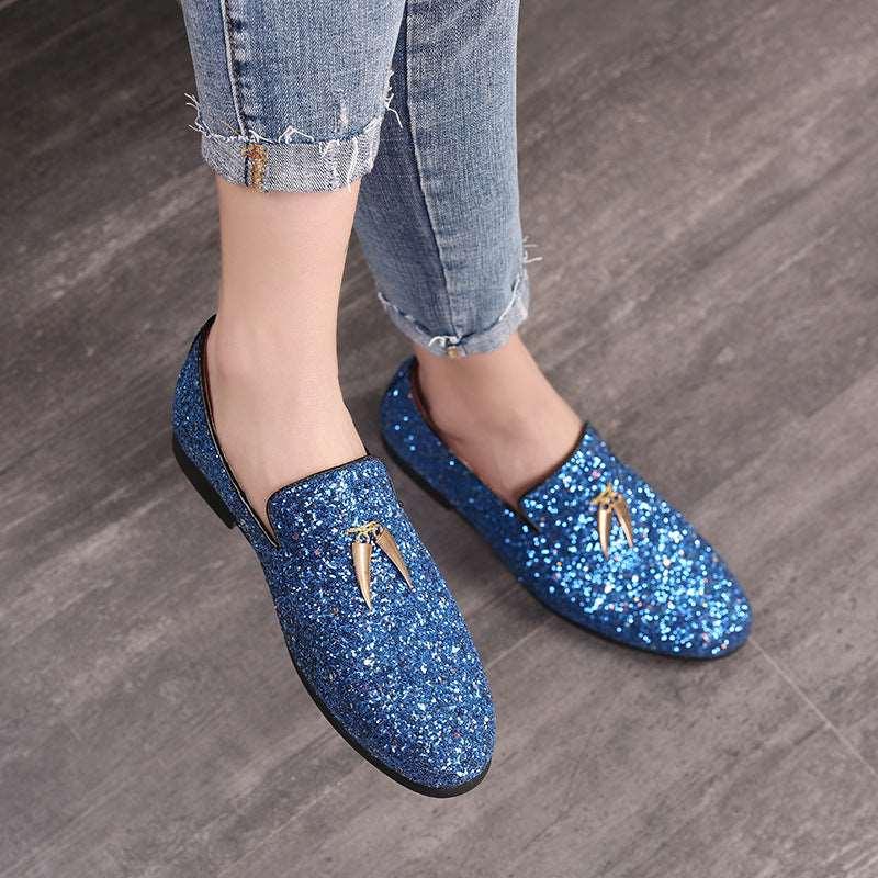 Amazon Wish Lazada casual leather shoes fashion bright skin men's shoes peas shoes foreign trade Taobao