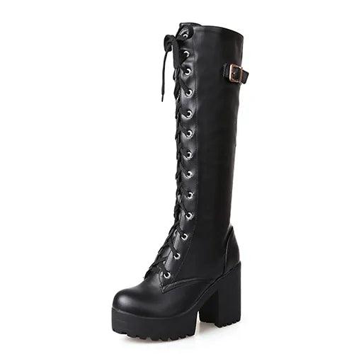 Ladies Knee High Boots Wedge Heel - Viva Vista Store