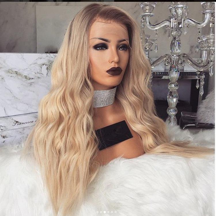 Cross-border new wig ladies big waves long curlers dyed light brown seasted slope trend chemical fiber head - Viva Vista Store