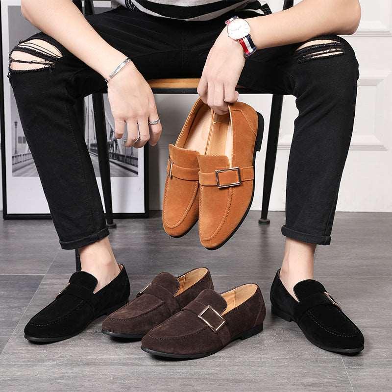 Amazon Wish Lazada leather shoes belt buckle shoes men's knot peas shoes men Taobao one generation