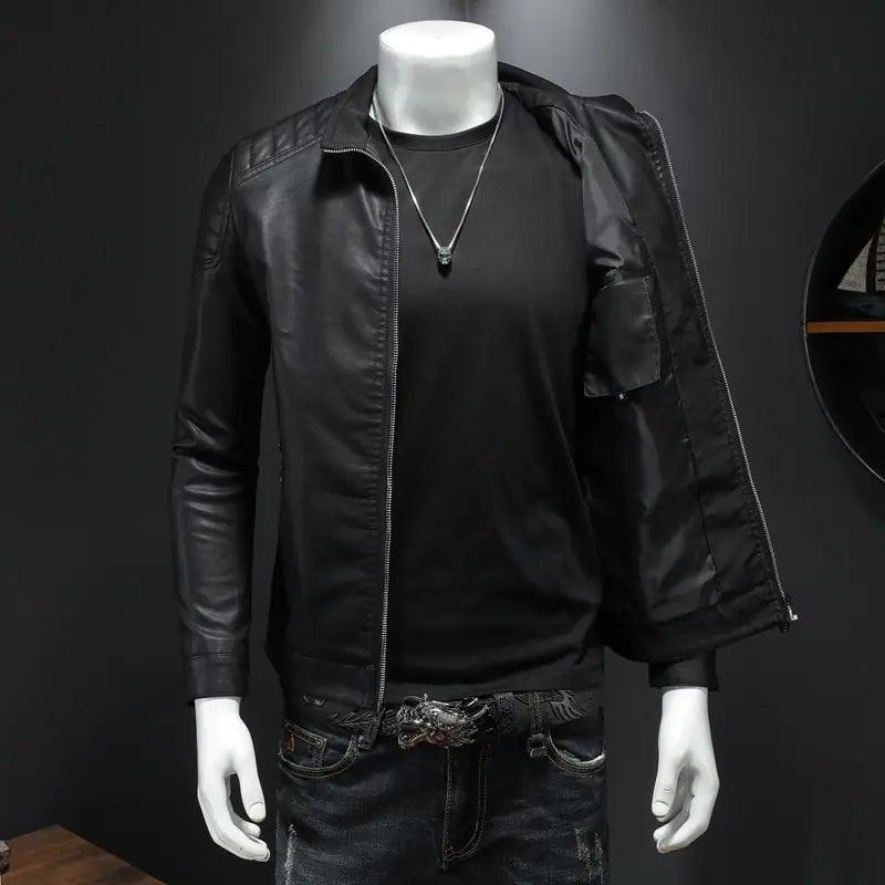 Slim Streetwear PU Leather Jacket - Viva Vista Store