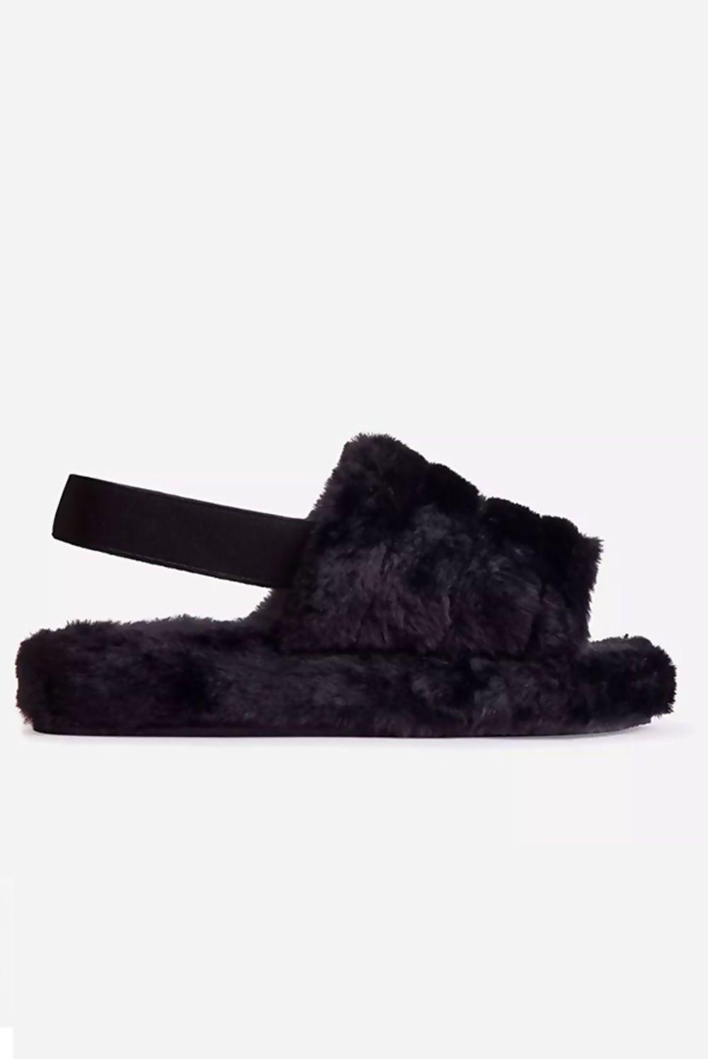 Faux Fur Fluffy Stripe Slippers - Viva Vista Store