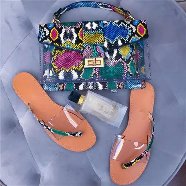 Jelly Snake Print Shoes and Handbag Set - Viva Vista Store