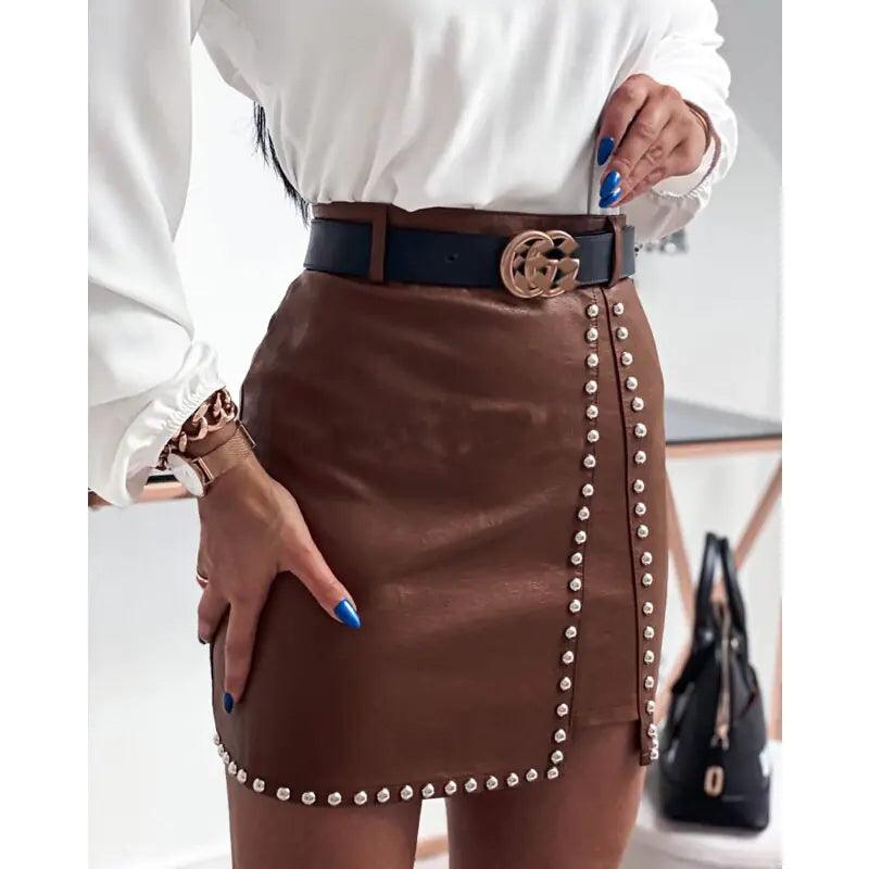 Elegant Rhinestone High Waist Mini Skirt - Viva Vista Store