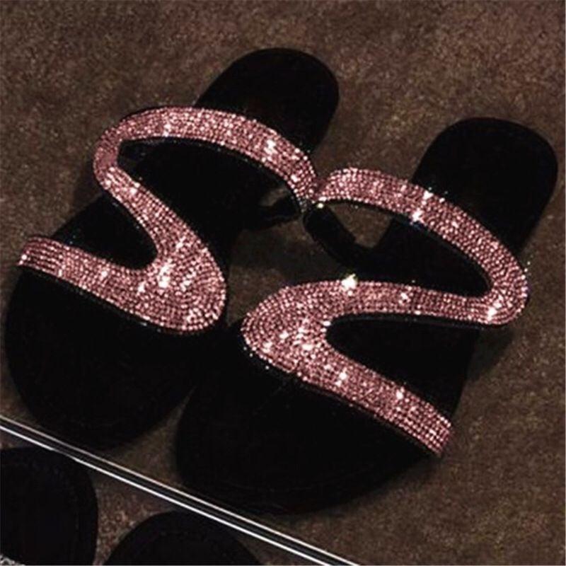 Ladies Flat Bling Glitter Sandals - Viva Vista Store