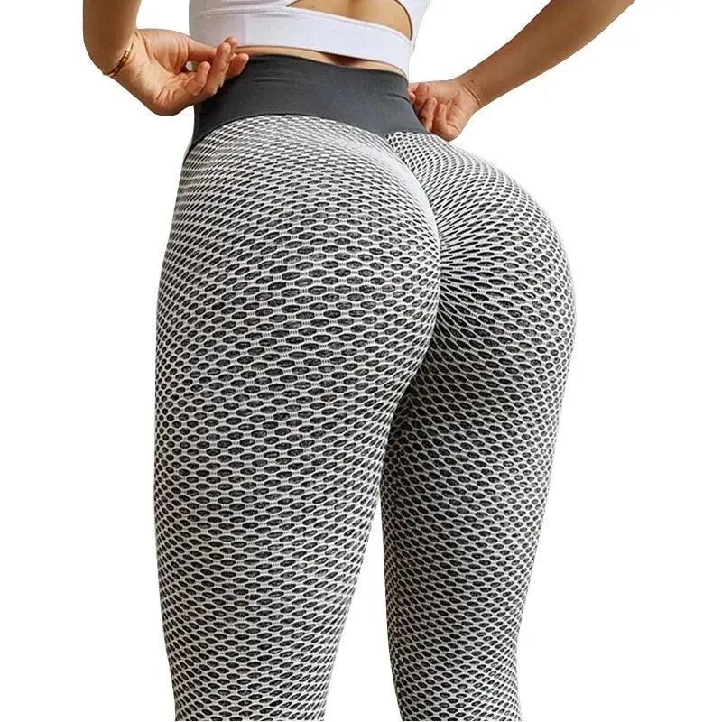 CHRLEISURE Grid Tights Yoga Pants Women Seamless High Waist Leggings Breathable Gym Fitness Push Up Clothing Girl Yoga Pant - Viva Vista Store