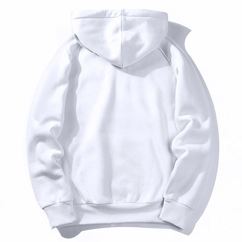 Warm Fleece Hoodies Men Sweatshirts 2021 New Spring Autumn Solid White Color Hip Hop Streetwear Hoody Man's Clothing EU SZIE XXL - Viva Vista Store