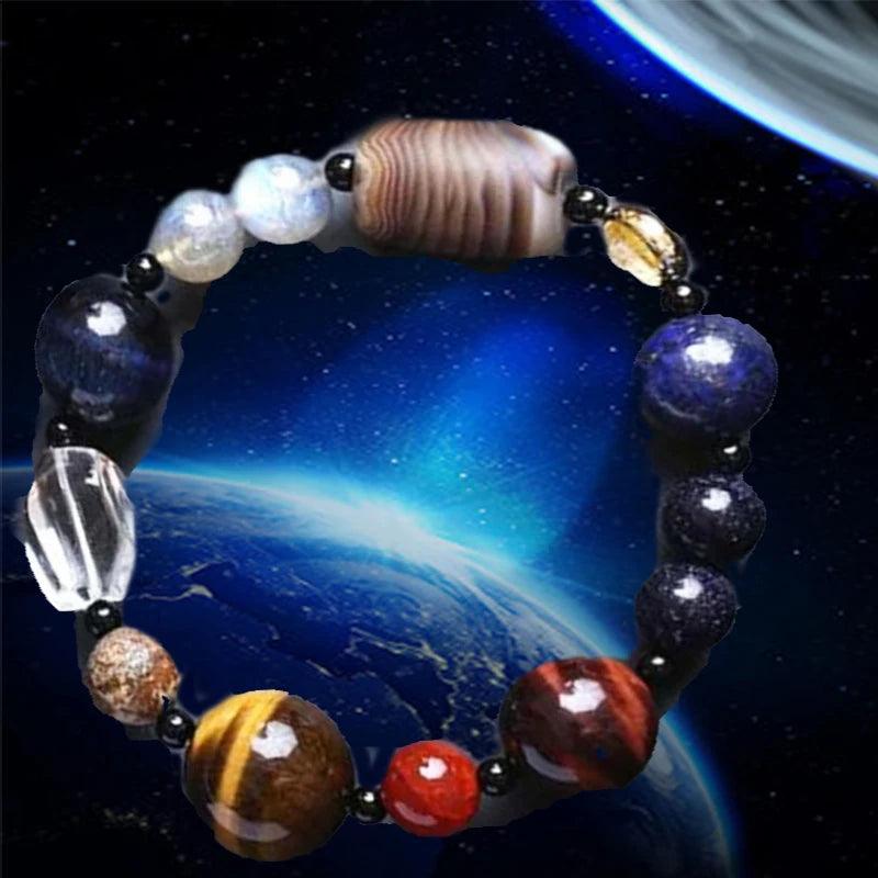 Universe Galaxy Star Bracelet 8 Planets Astronomical Solar System Tiger Eye Gem Stone Bracelet for Men or Women Healing Jewelry - Viva Vista Store