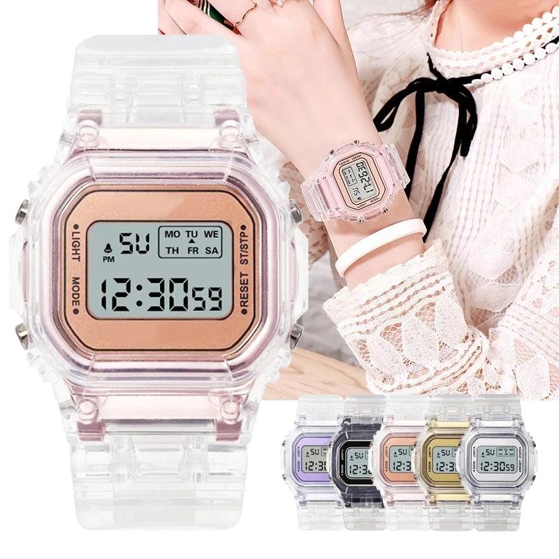 New Fashion Transparent Digital Watch Square Women Watches Sports Electronic Wrist Watch Reloj Mujer Clock Dropshipping - Viva Vista Store