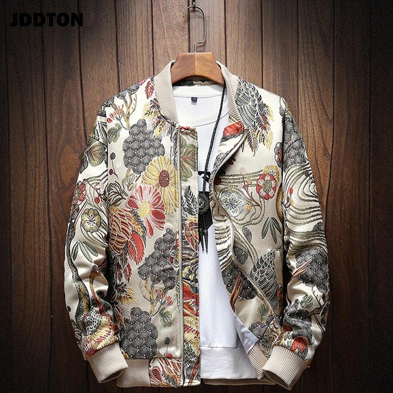 Mens Japanese Embroidery Bomber Jacket Loose Baseball Uniform - Viva Vista Store