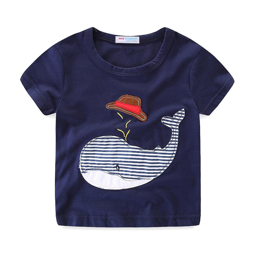 Mudkingdom Boys Outfits Cute Cartoon Whale Pattern T-Shirts and Striped Summer Shorts Set for Kids Clothes Beach Suit - Viva Vista Store