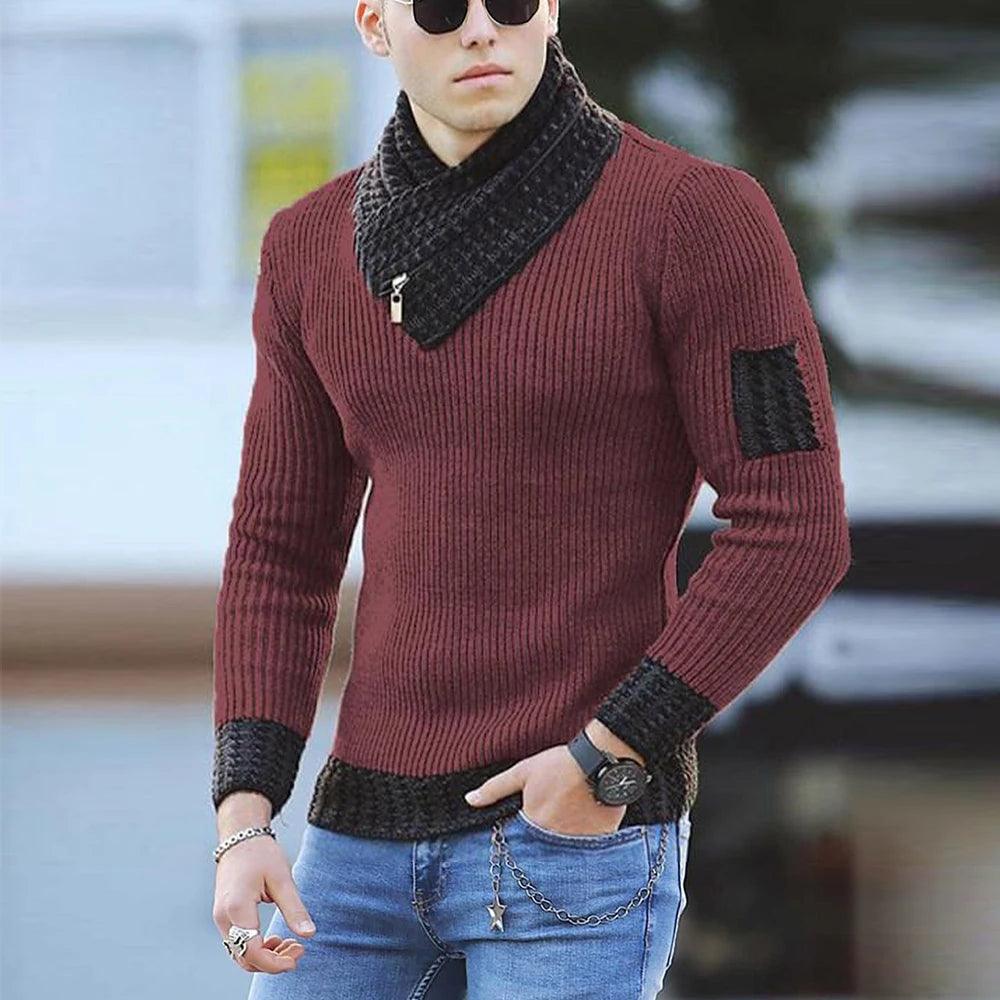 High-quality Knitted Sweater Your Male God New Warm Pullover Winter Color-blocking Trendy Sweater - Viva Vista Store