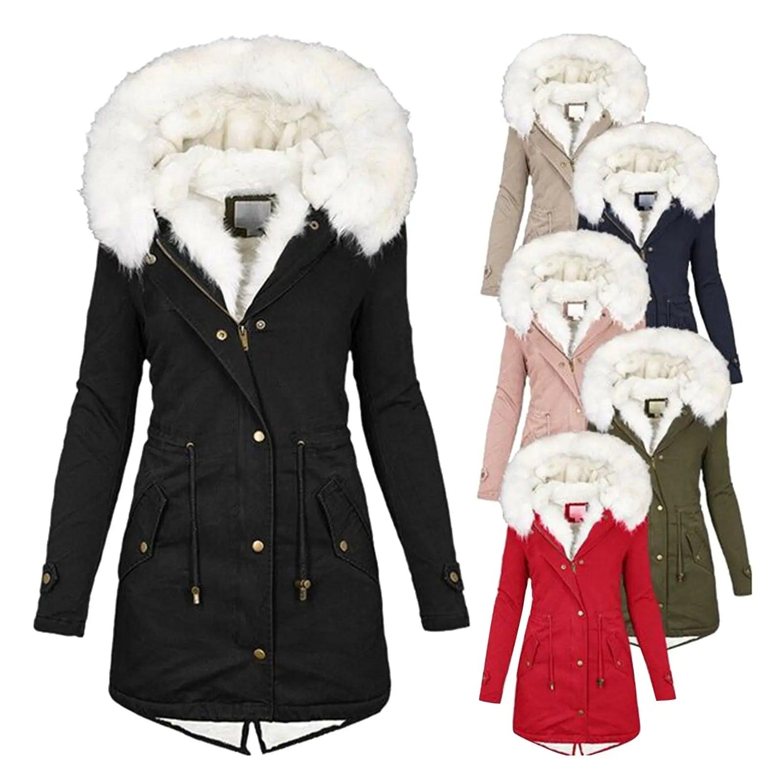 Neue Winter Damen Jacke mittellang verdicken Plus Size 5XL Outwear Kapuze Wattemantel schlanke Parka Baumwolle gepolsterte Jacke Mantel - Viva Vista Store