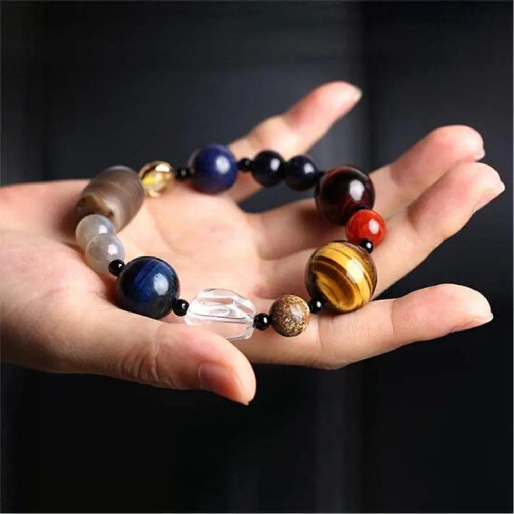 Universe Galaxy Star Bracelet 8 Planets Astronomical Solar System Tiger Eye Gem Stone Bracelet for Men or Women Healing Jewelry - Viva Vista Store