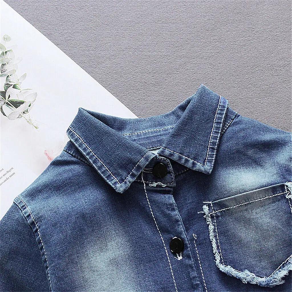 Children Summer Clothing Toddler Baby Girls Denim Dress Long Sleeve Party Casual Tutu Chiffon Patchwork Kids Dresses 6M-4T - Viva Vista Store