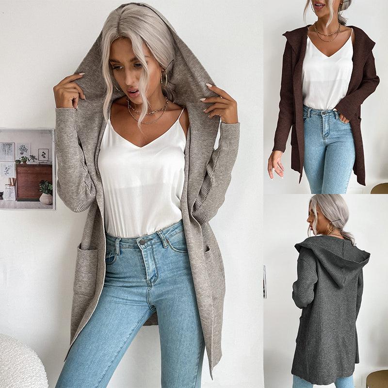 Women Cardigan Sweaters Coat Classical Long Sleeve Cashmere Open Front Cardigan Knit Sweater - Viva Vista Store